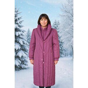 Vintage 1980s Quilted Down Duffle Coat – Warm Puffer Toggle Jacket